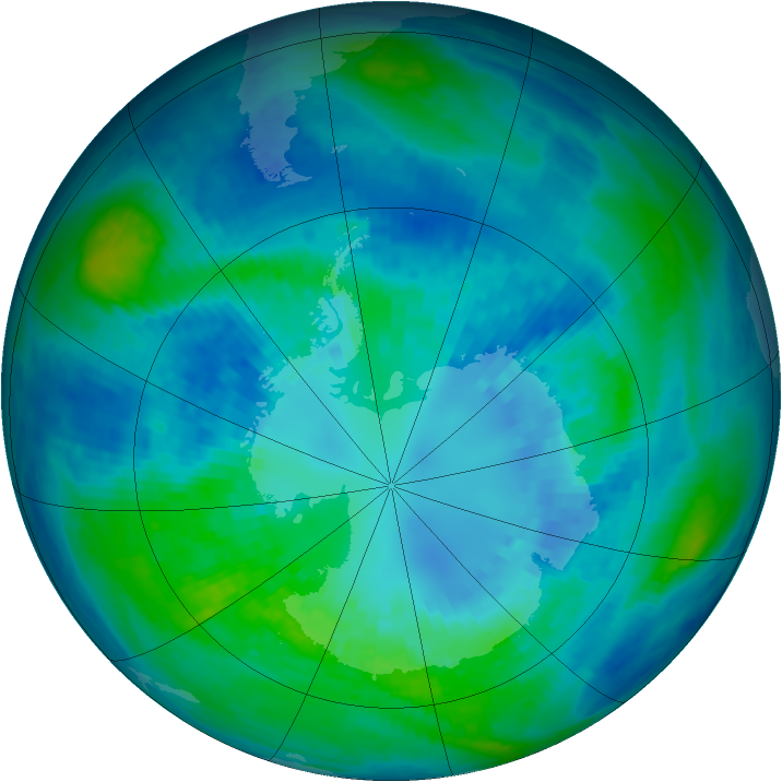 Antarctic ozone map for 11 April 2003